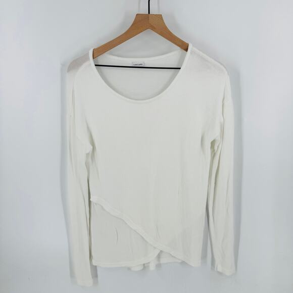 Lascana White Long Sleeve Knit Top Asymmetrical Hem Women’s Medium (No Size Tag) - Picture 5 of 5